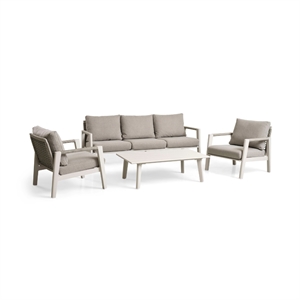 Haiti loungesæt - 1 sofa + 2 stole + 1 loungebord - Sand/Beige - Mål: sofa 205 cm.